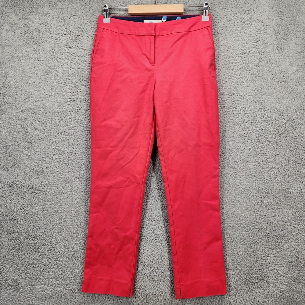 Boden Cropped Pants Coral Pink Red Flat Front Ankle Slit Women's US 4P UK 8P